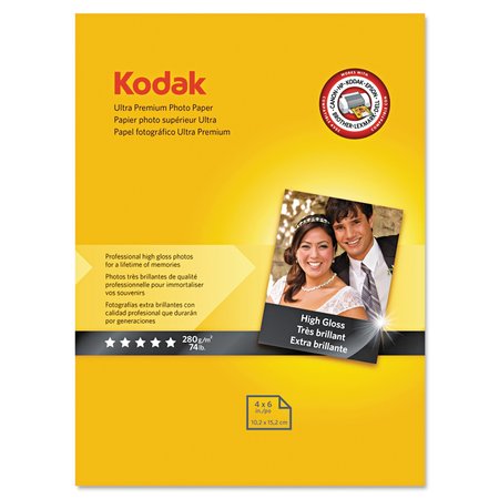 KODAK Ultra Premium Photo Paper, 10 mil, 4 x 6, High-Gloss White, 20PK 8777757